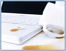 Laptop with coffee spill